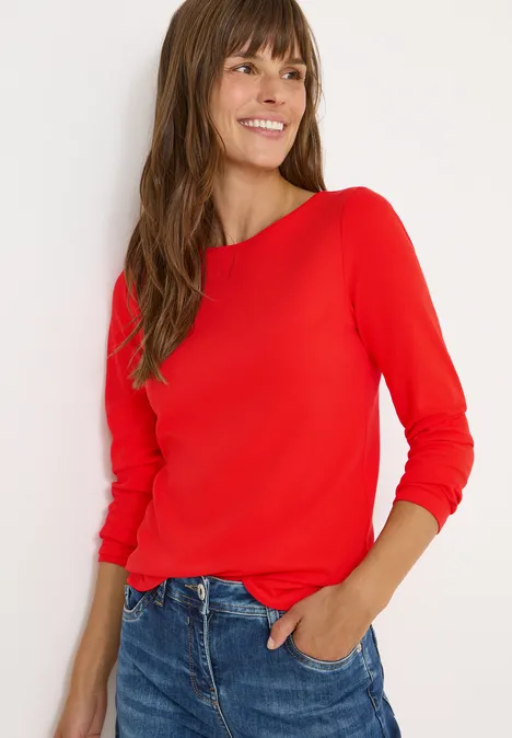Shirt met boothals pumpkin orange