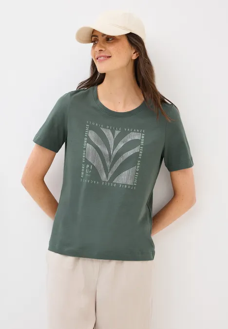 Shirt mit Folien-Print dark balmy khaki