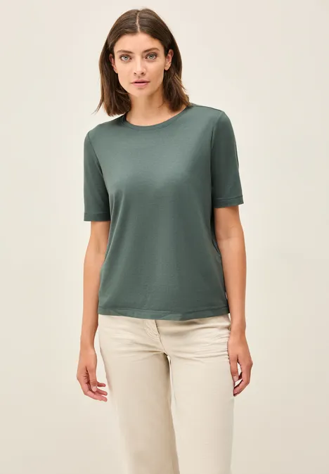 Basic Rundhals T-Shirt dark balmy khaki