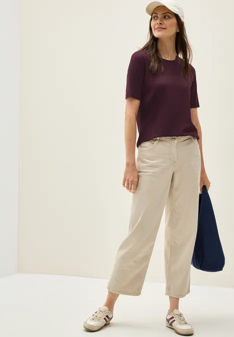 Basic Rundhals T-Shirt mulberry red
