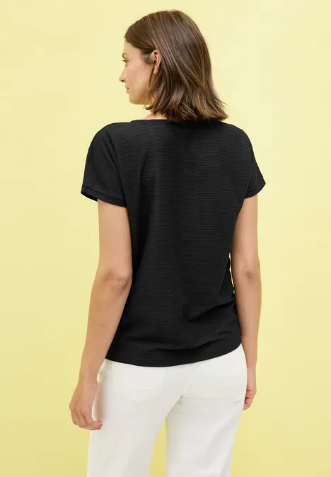 Strukturshirt in Unifarbe Black
