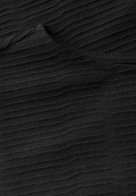 Strukturshirt in Unifarbe Black
