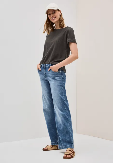 Strukturshirt in Unifarbe dark balmy khaki