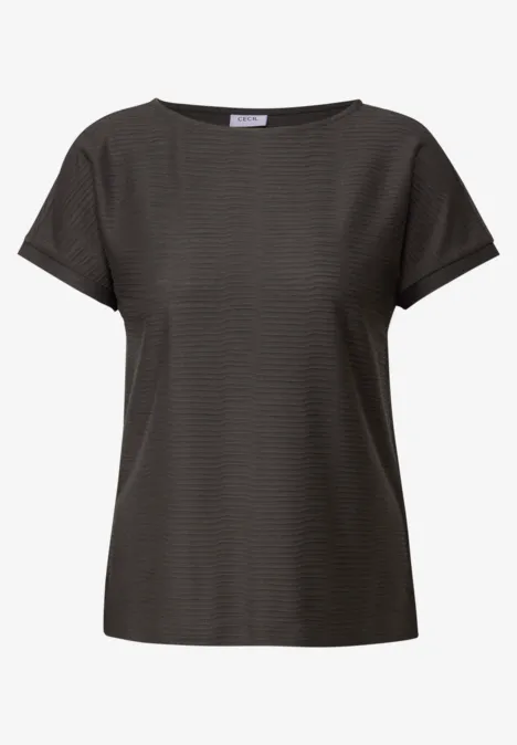 Strukturshirt in Unifarbe dark balmy khaki