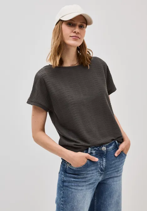 Strukturshirt in Unifarbe dark balmy khaki