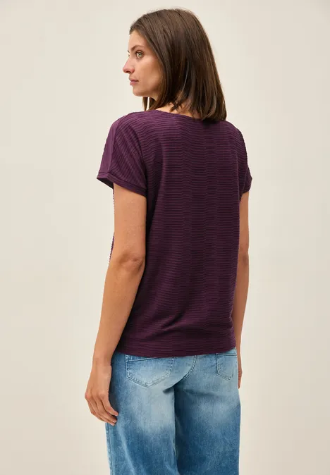 Strukturshirt in Unifarbe mulberry red