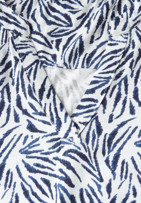 Gemustertes Split Neck Top vanilla white