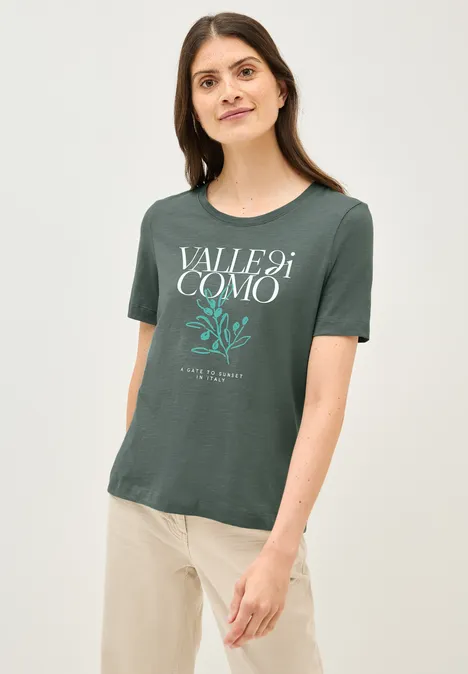T-Shirt mit Print dark balmy khaki