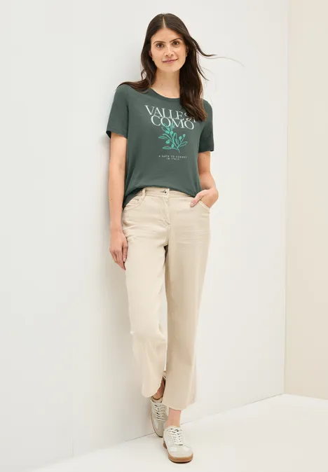 T-Shirt mit Print dark balmy khaki