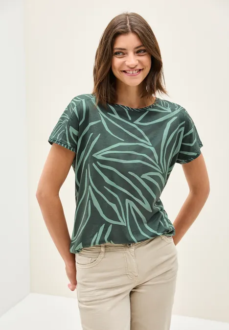 Print-Mix Shirt dark balmy khaki