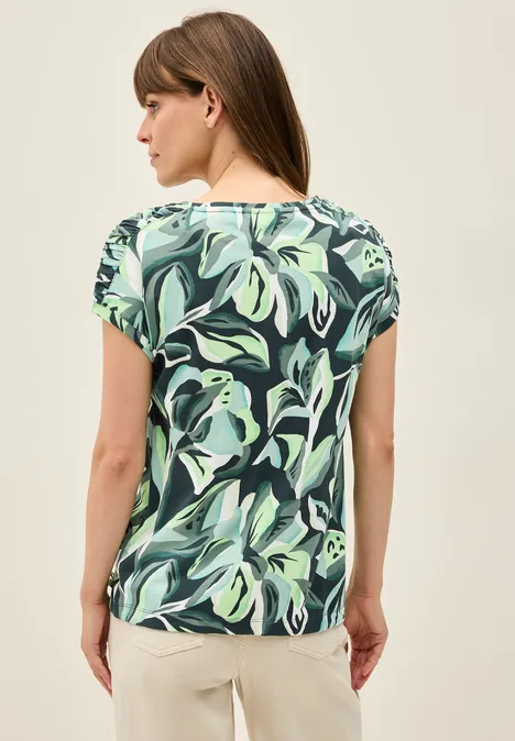 Gemustertes Shirt ink green