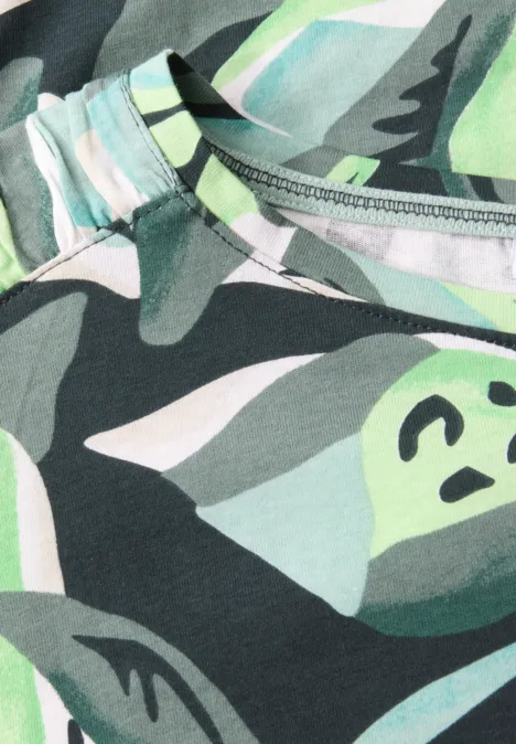 Gemustertes Shirt ink green