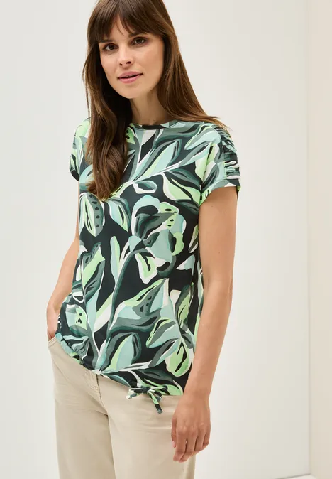 Gemustertes Shirt ink green