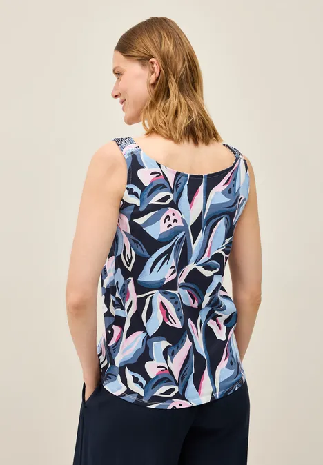 Top mit Smok-Details urban dark blue