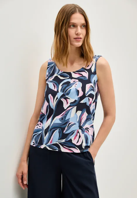 Top mit Smok-Details urban dark blue