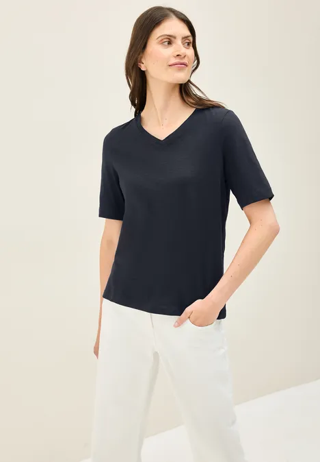 Basic V-Neck Shirt universal blue