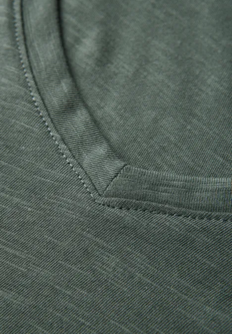 Basic V-Neck Shirt dark balmy khaki