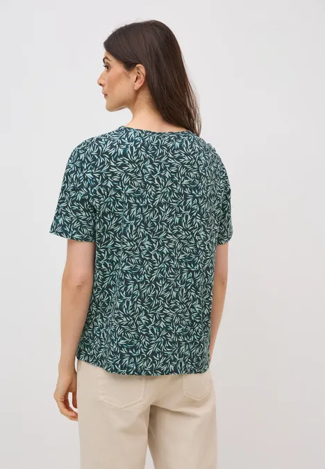 Gemustertes Basic T-Shirt ink green