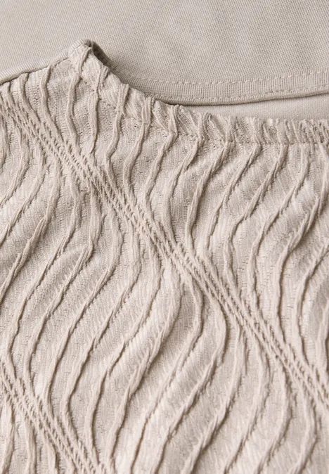 Strukturmix T-Shirt boulder beige