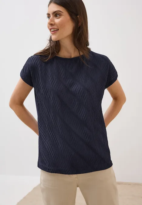 Strukturmix T-Shirt urban dark blue