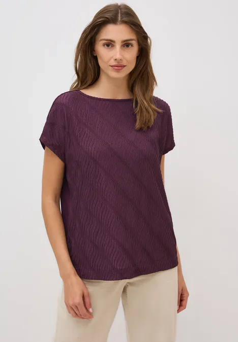 Strukturmix T-Shirt mulberry red