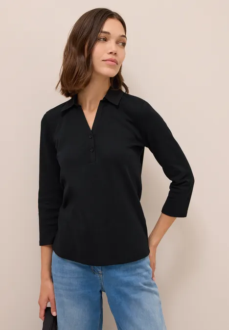 Poloshirt mit 3/4-Arm Black