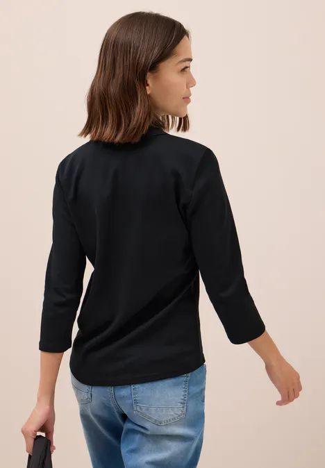 Poloshirt mit 3/4-Arm Black