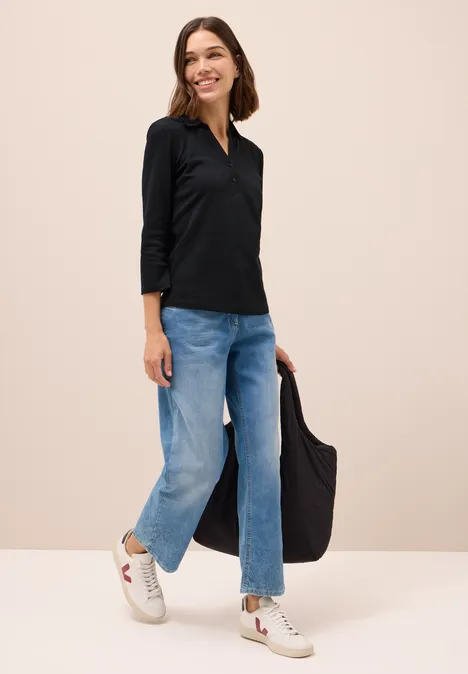 Poloshirt mit 3/4-Arm Black
