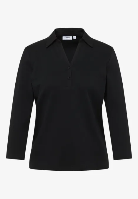 Poloshirt mit 3/4-Arm Black