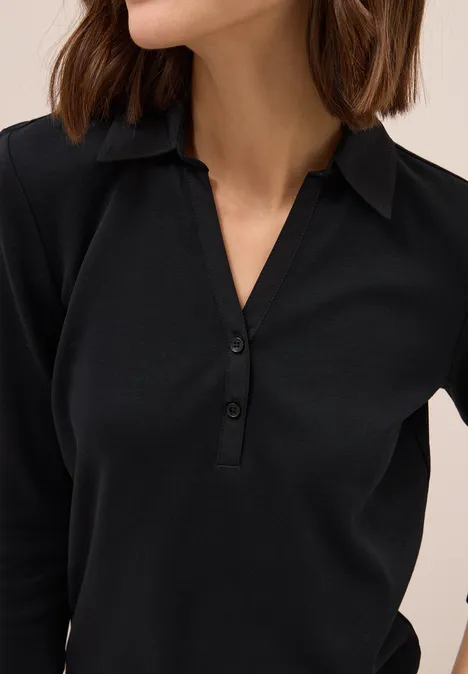Poloshirt mit 3/4-Arm Black