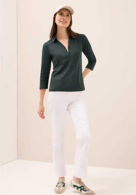 Poloshirt mit 3/4-Arm ink green