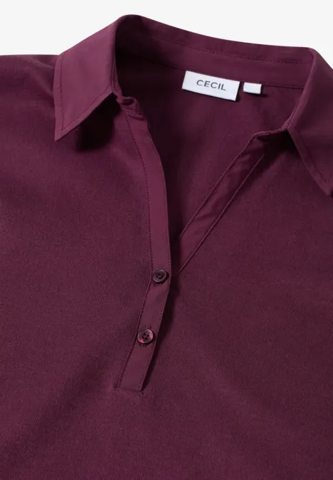 Poloshirt mit 3/4-Arm mulberry red