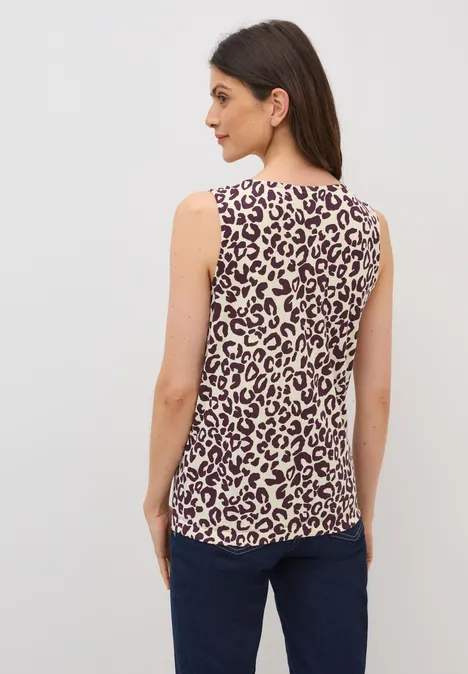 Top mit Leo-Muster mulberry red