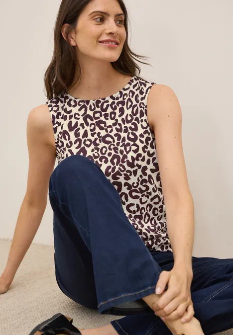 Print-Top mit Tunnelzug mulberry red