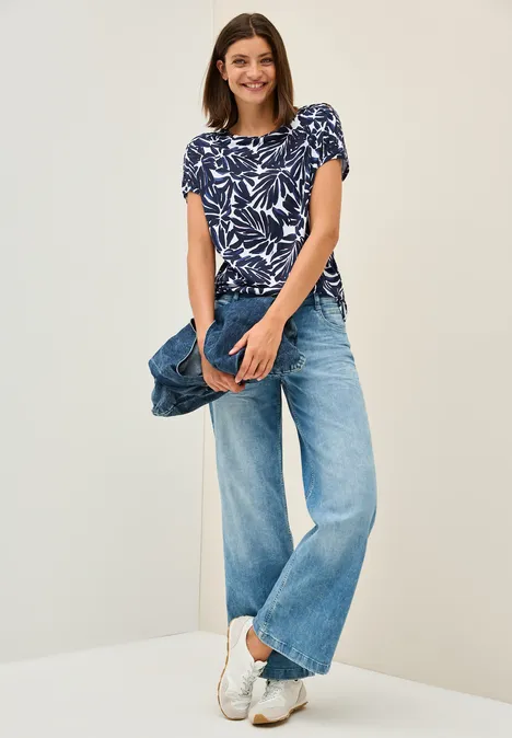 Print-Shirt mit Knopfdetail urban dark blue