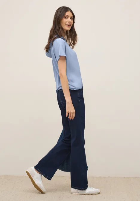 Materialmix Kapuzenshirt mountain blue