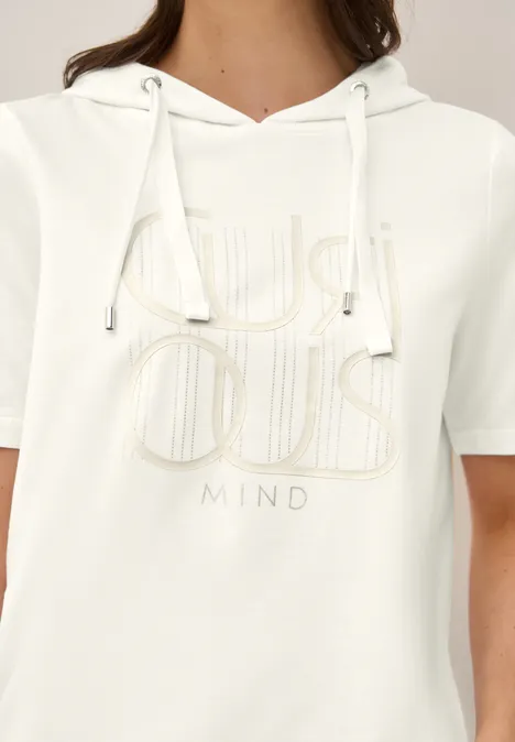 Kapuzenshirt mit Wording vanilla white