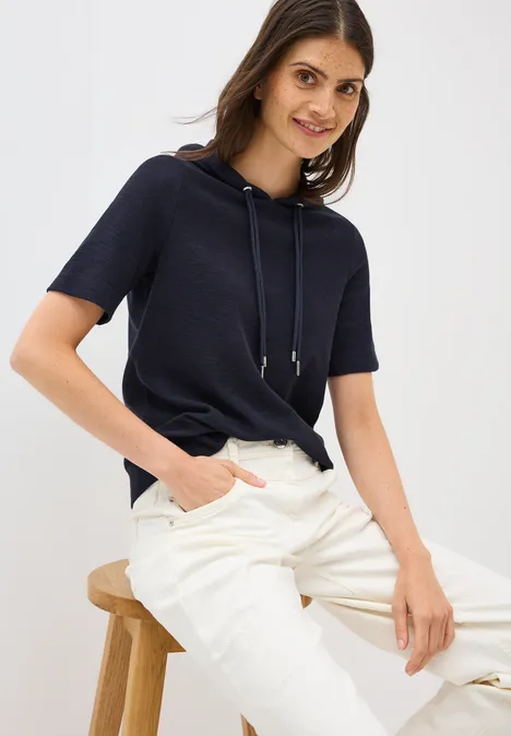 Bouclé Slub Kapuzenshirt urban dark blue