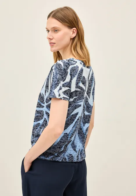 Ausbrenner-Shirt mit Muster urban dark blue