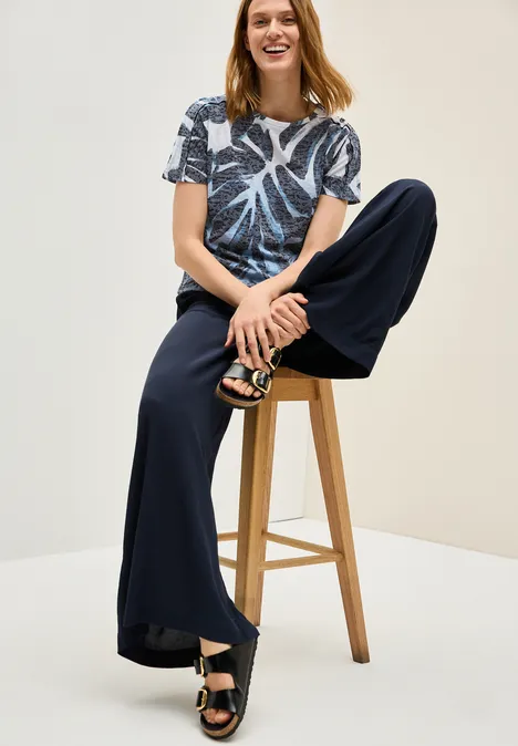 Ausbrenner-Shirt mit Muster urban dark blue