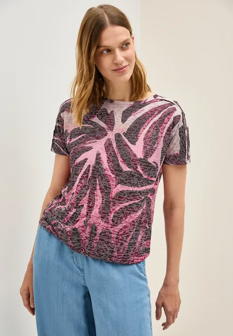 Ausbrenner-Shirt mit Muster mulberry red