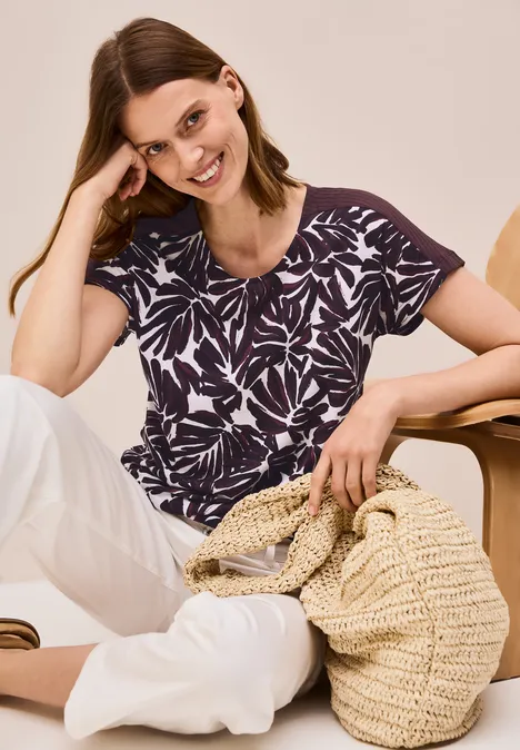 Print Shirt mit Details mulberry red