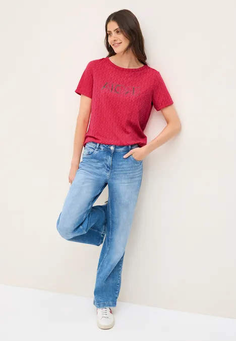 Ausbrenner-Shirt mit Wording glazed apple red