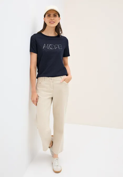 Ausbrenner-Shirt mit Wording urban dark blue