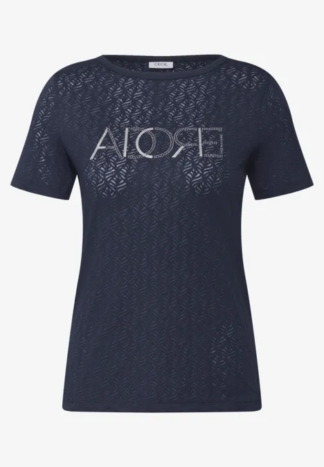 Ausbrenner-Shirt mit Wording urban dark blue