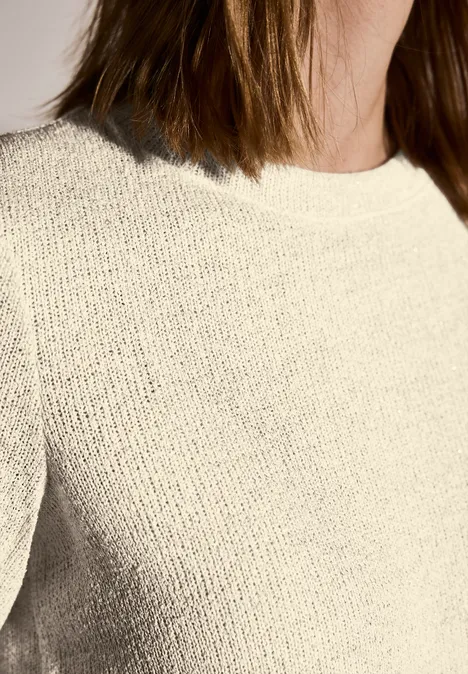 Strick-Look Glitzer T-Shirt light beige