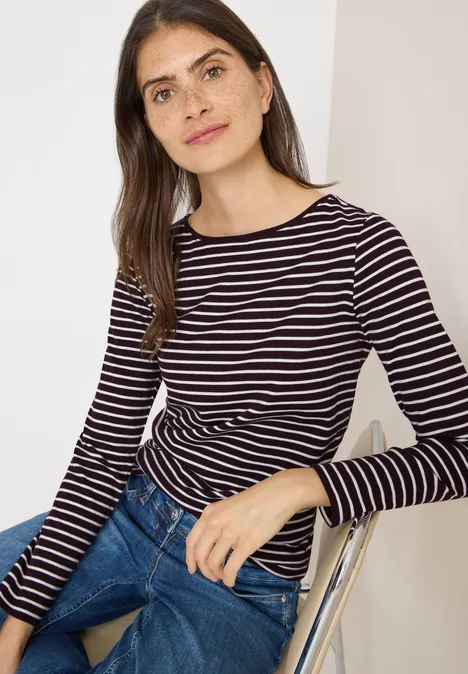 Gestreiftes Shirt eggplant red