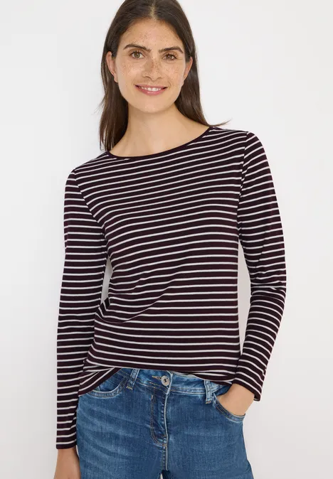Gestreiftes Shirt eggplant red