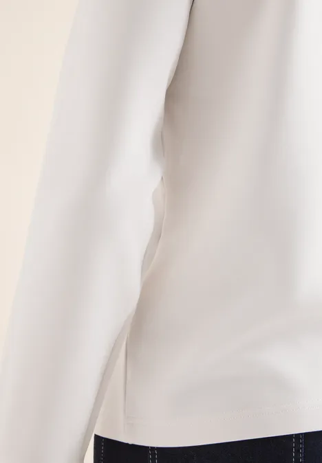 Shirt met borduursel light greige