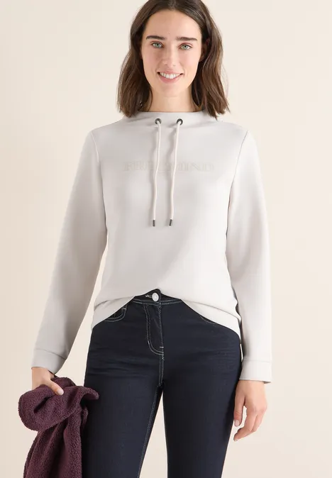 Shirt met borduursel light greige